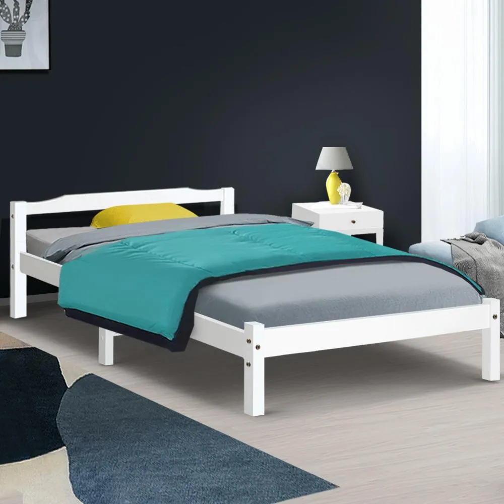 King Single Package | Gibson Wooden Bed Frame White & Bonita Euro Top Mattress (Medium Firm)