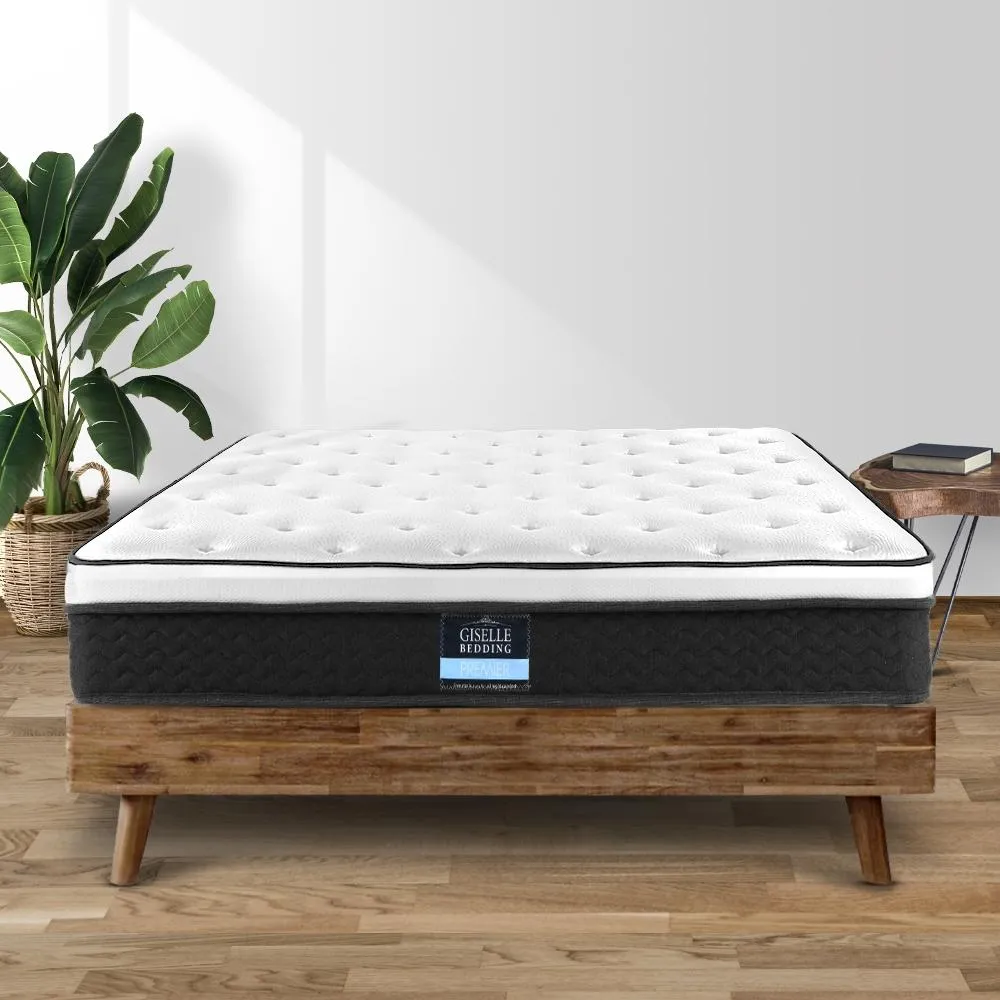 King Single Package | Gibson Wooden Bed Frame White & Bonita Euro Top Mattress (Medium Firm)