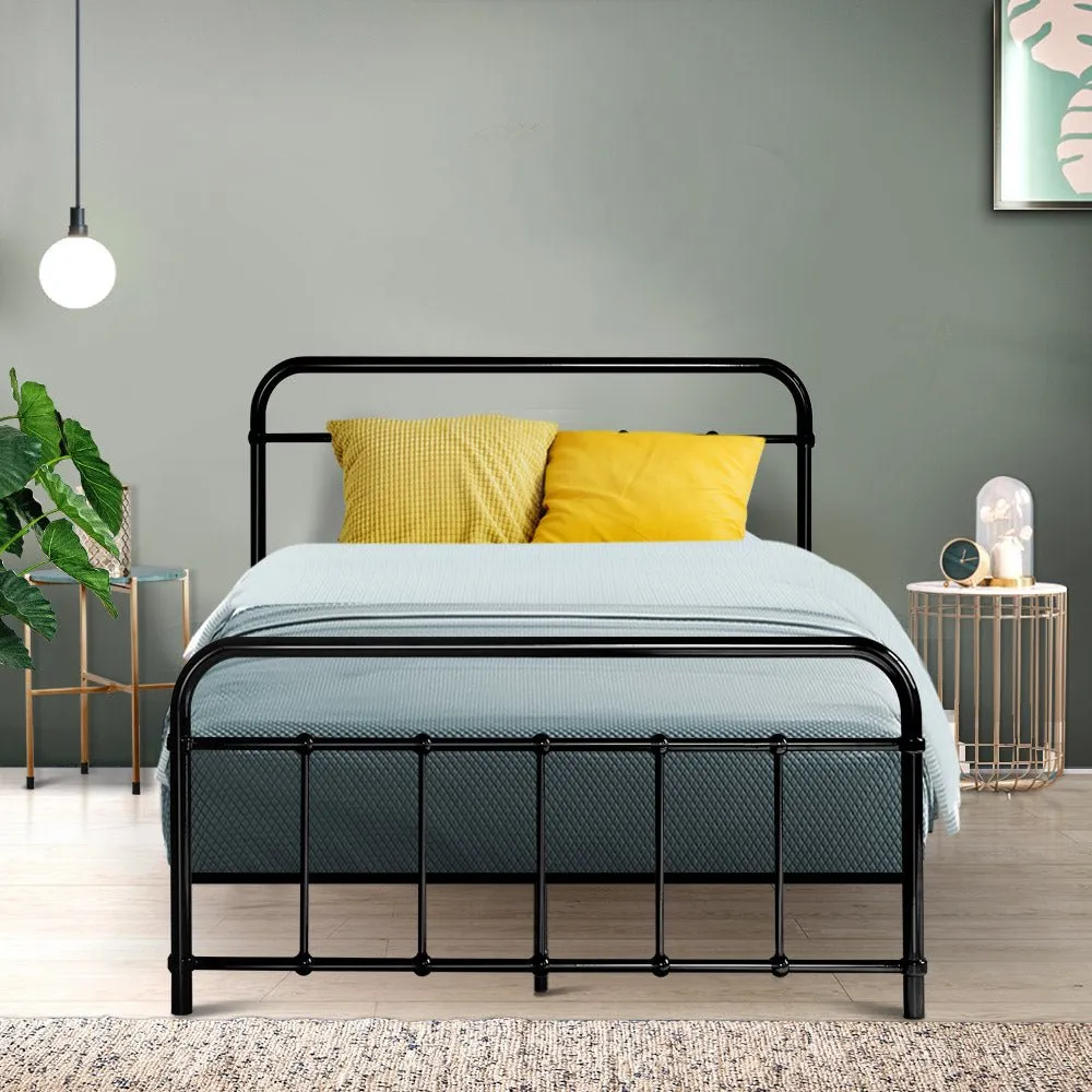 King Single Package | Leo Metal Bed Frame Black & Bonita Euro Top Mattress (Medium Firm)