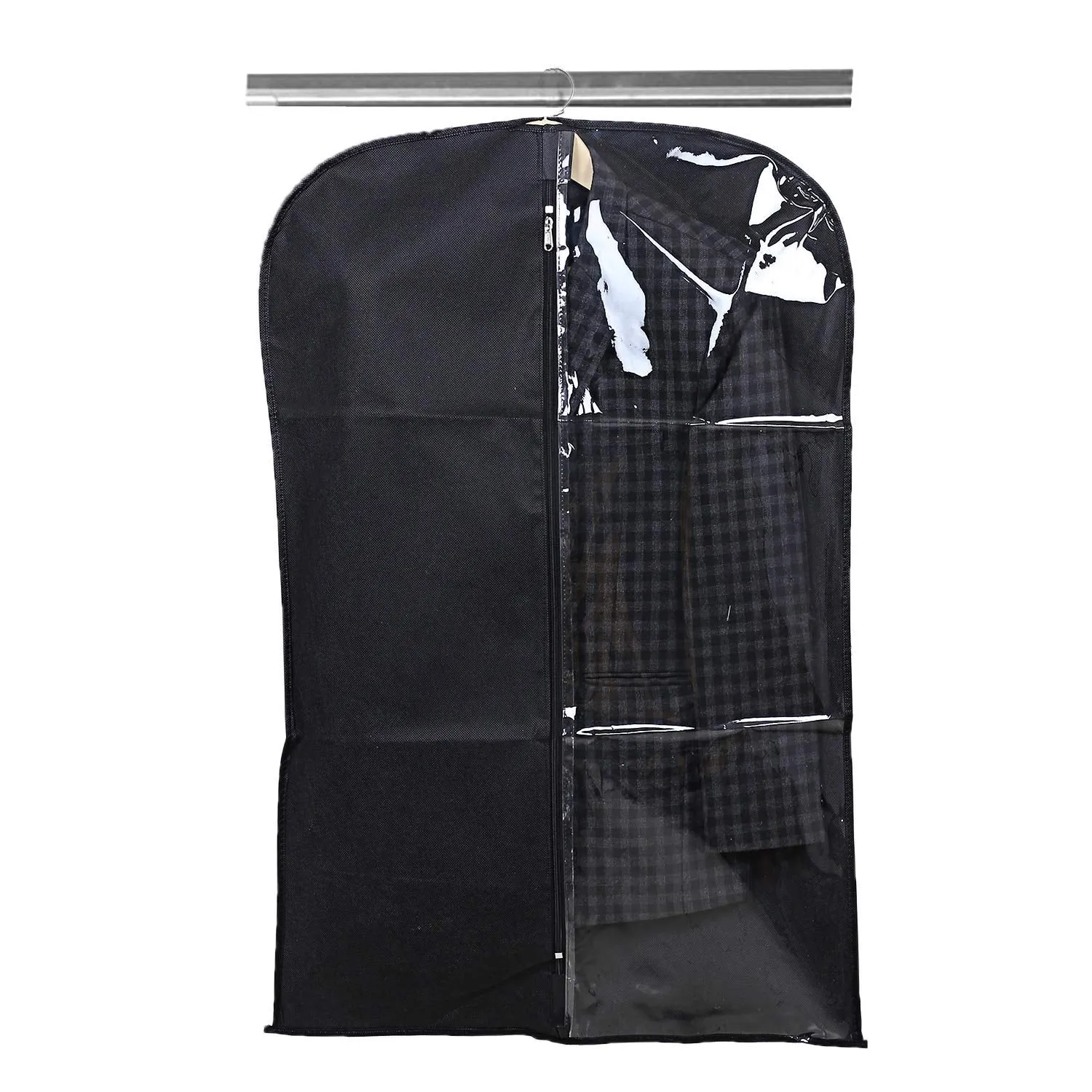 Kuber Industries 8 Pieces Half Transparent Non Woven Men's Coat Blazer Suit Cover (Black) -CTKTC41362