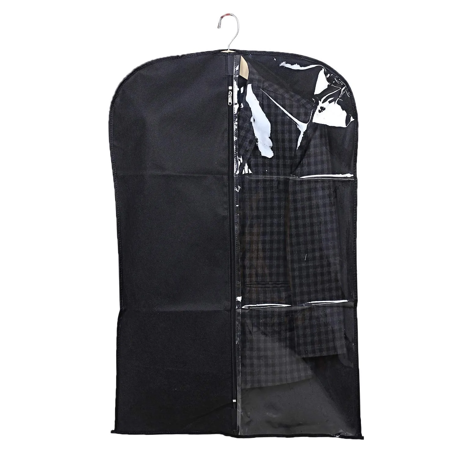 Kuber Industries 8 Pieces Half Transparent Non Woven Men's Coat Blazer Suit Cover (Black) -CTKTC41362