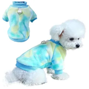 KUTKUT Small Dog Cat Flannel Fleece Sweater,Winter Plush Thickned Warm Breathable Pullover with Leash Ring Buckle for Pekingese, Papillon etc & Small Dogs Cats