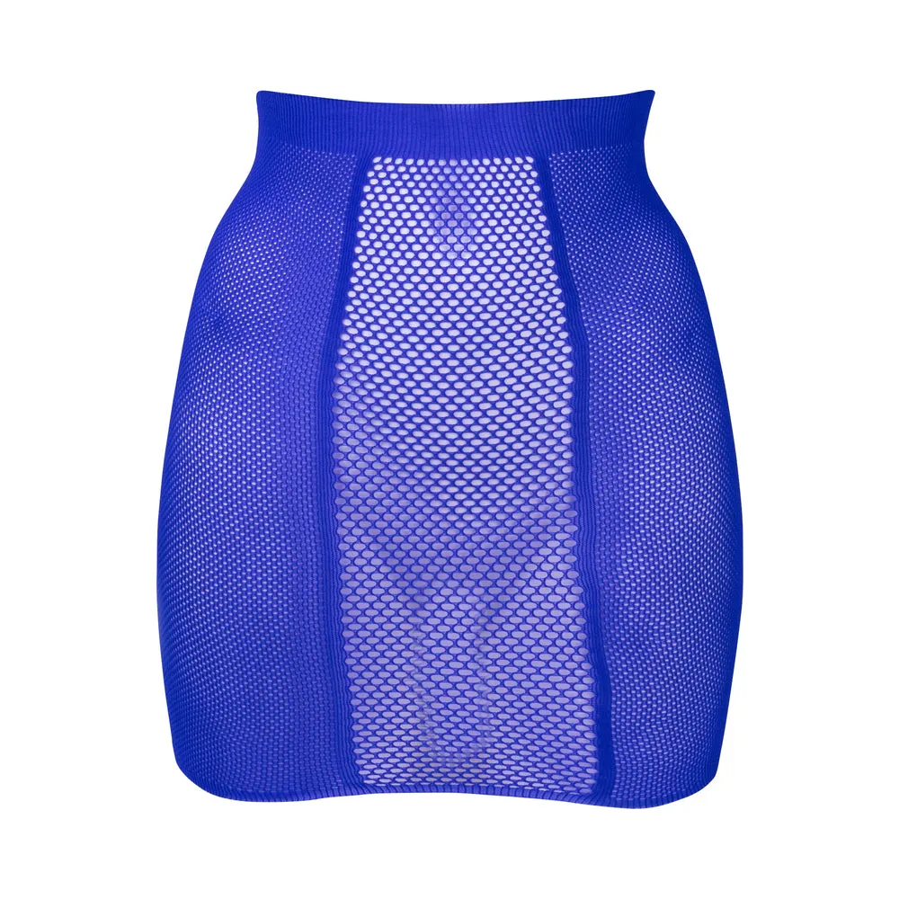 Le Desir Bliss High-Waist Fishnet Skirt Blue O/S