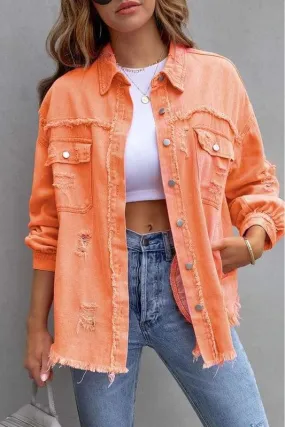 Like A Charm Denim Shacket Orange