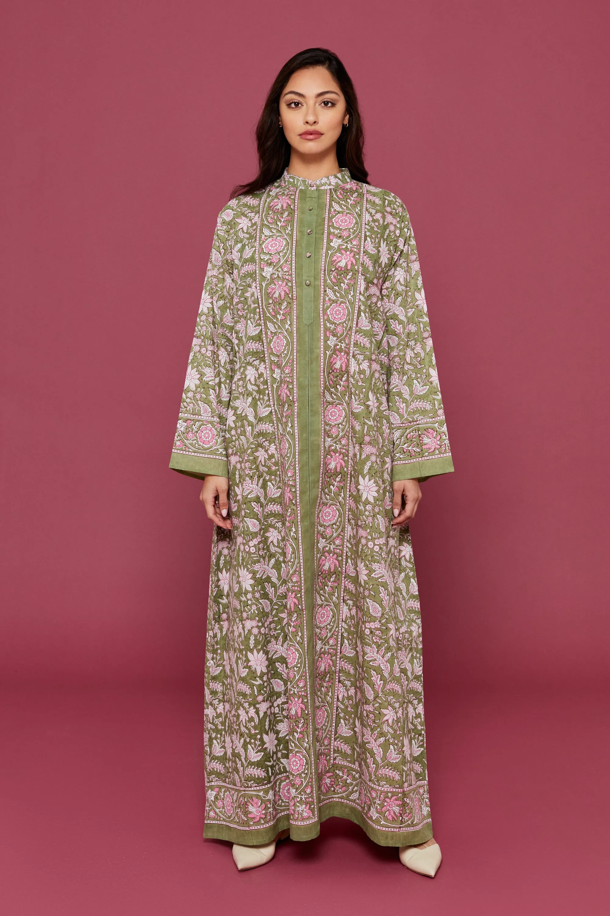 Malli Block Printed Dress in Verdant Green