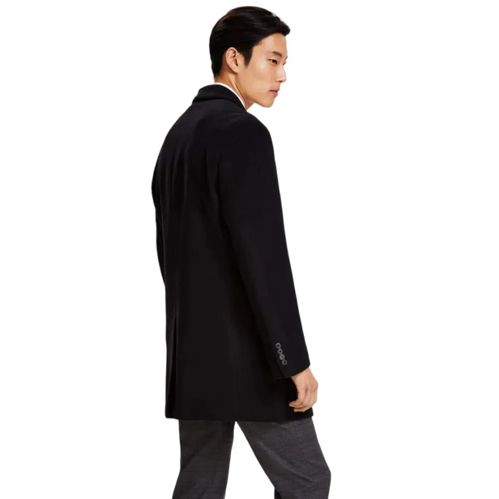 Mens Black Double Breasted Wool Coat