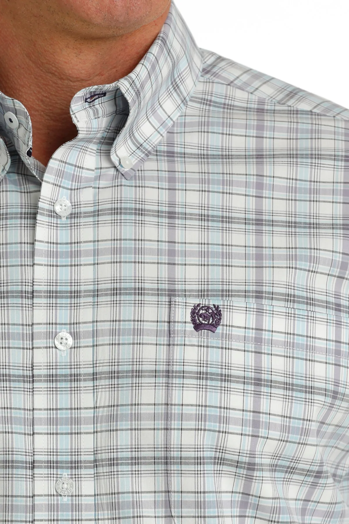 Men's Cinch Purple/White Plaid Long Sleeve Shirt - MTW1105733