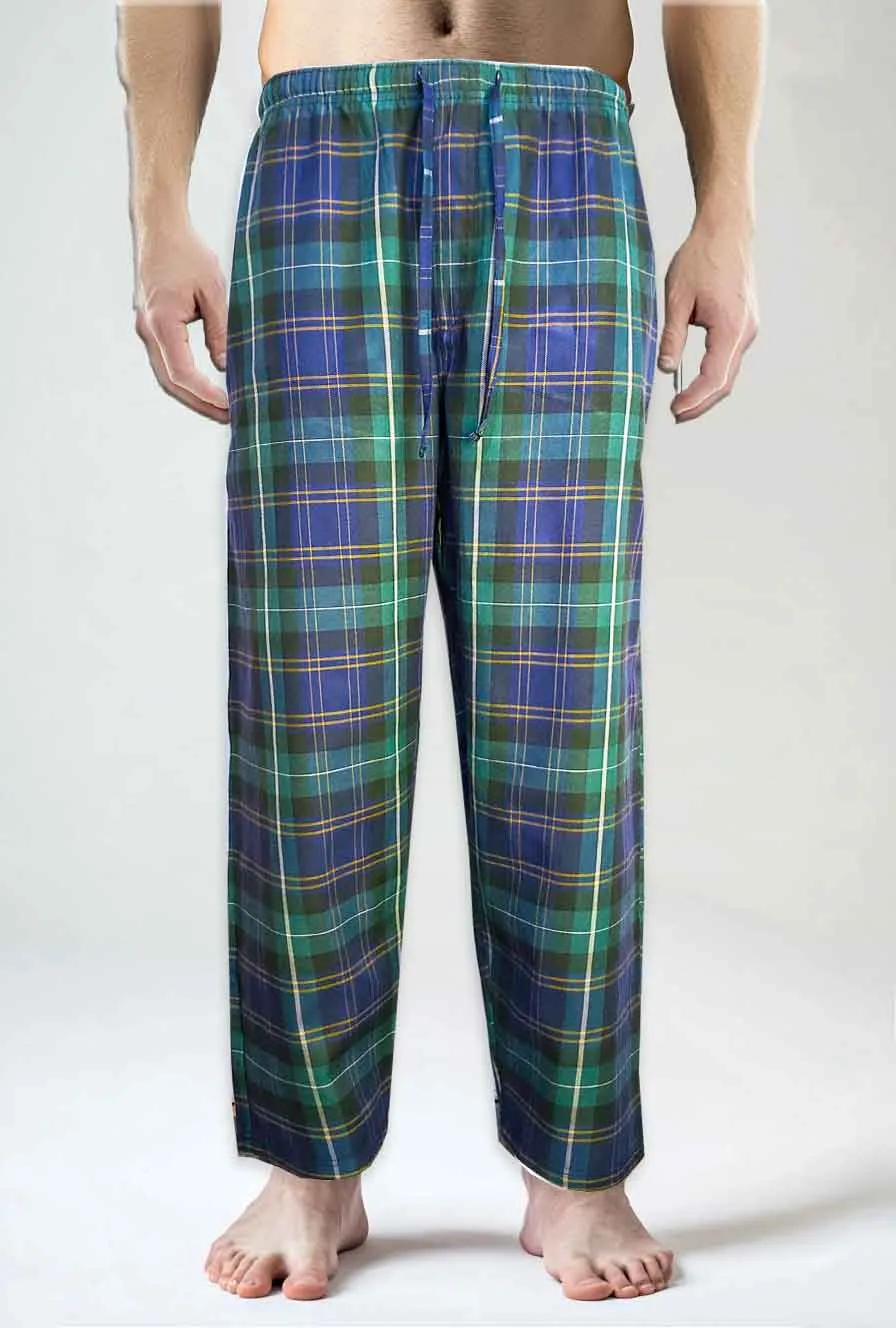 Men's Cotton Check Trouser (Blue-Green Plaid)