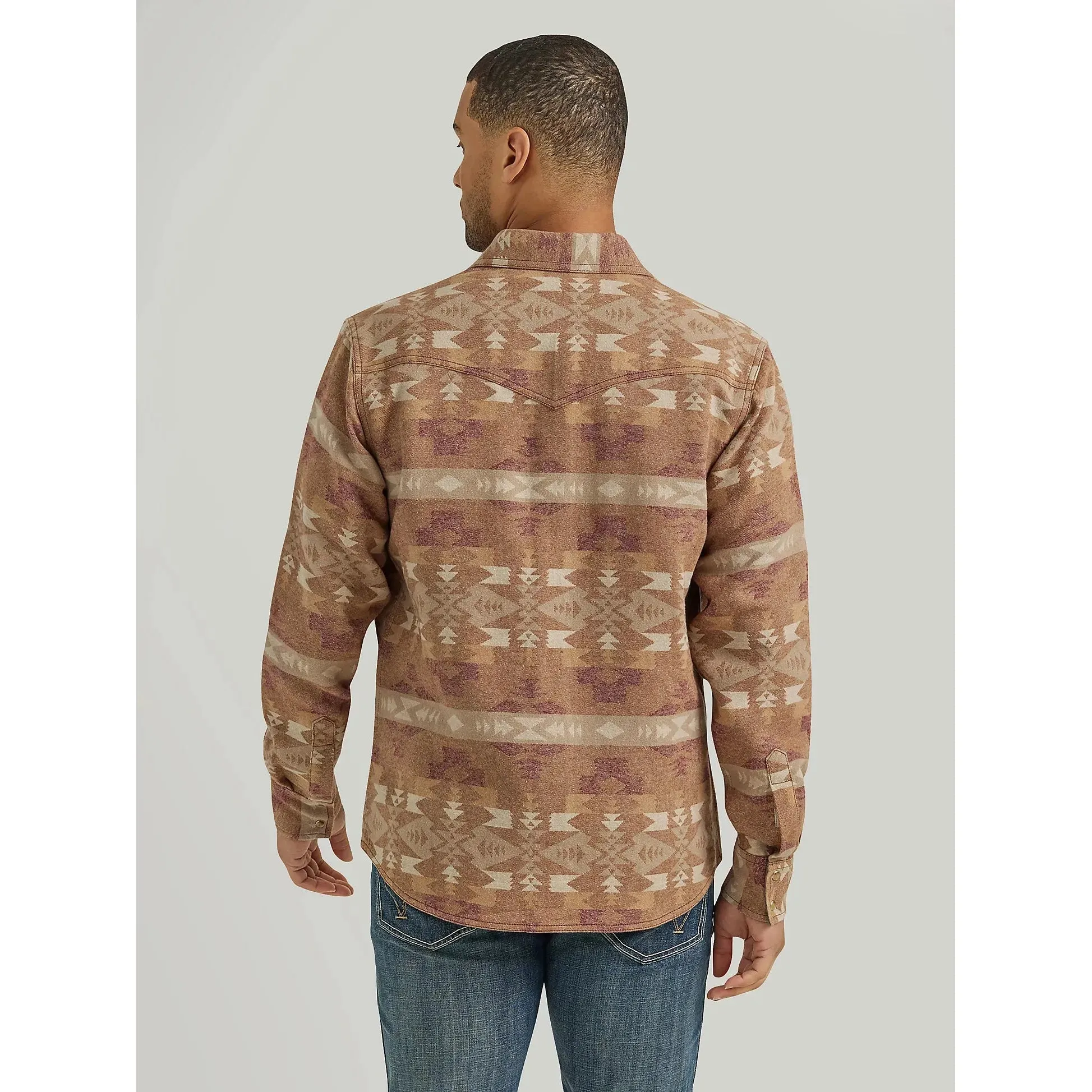 Men's Wrangler Retro Premium Jacquard Snap Shirt Jacket - Sand