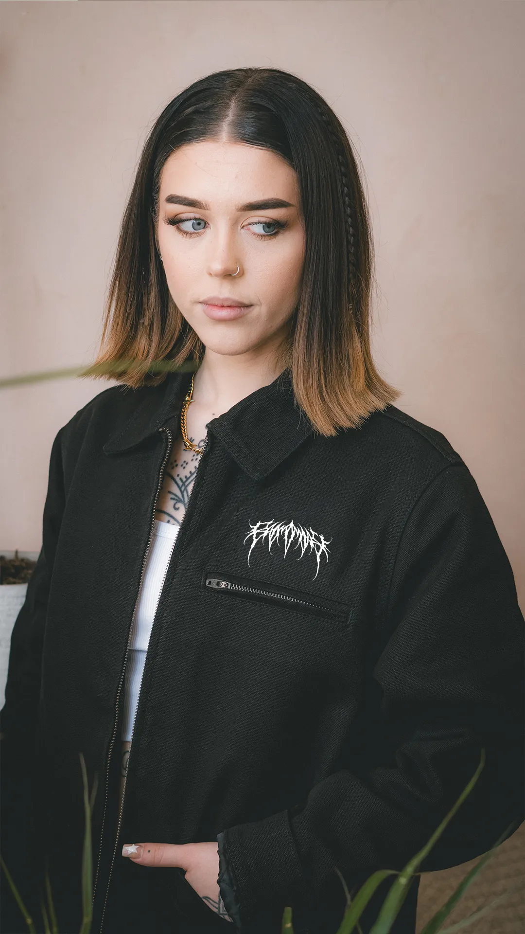 Metal Logo Canvas Jacket Black