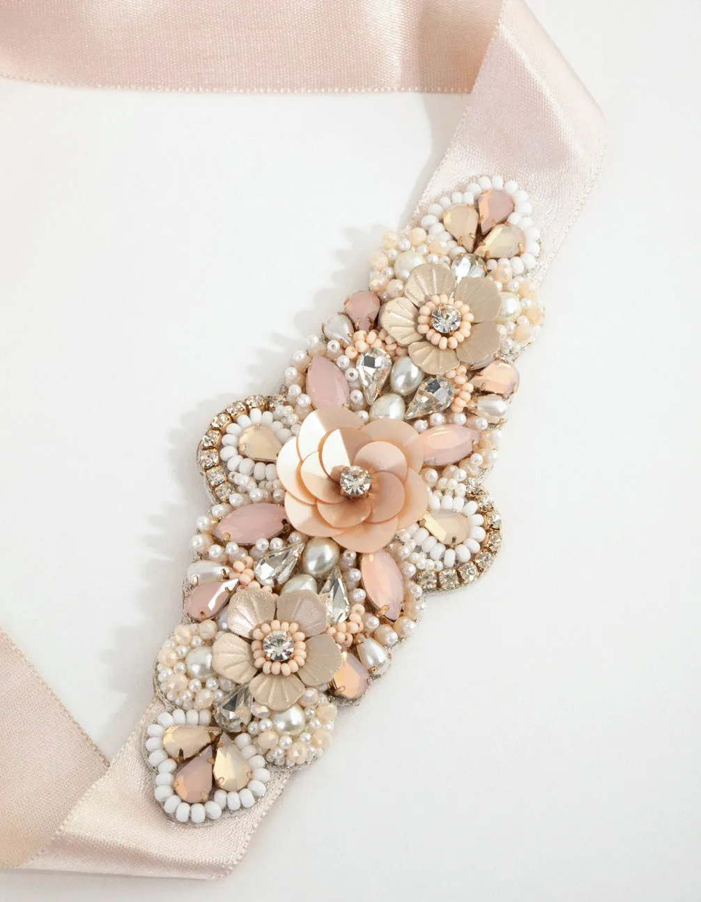 Mixed Bead Detail Blush Sash