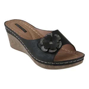 Naples Black Wedge Sandals