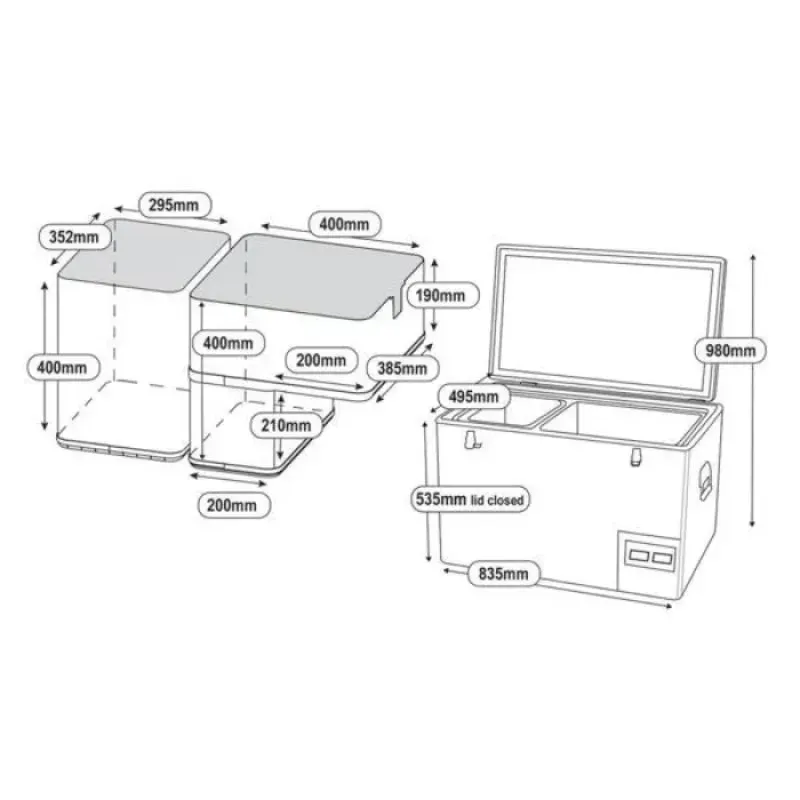 National Luna 90L Legacy Dual Zone Fridge, Slide and Drag Chain Bundle