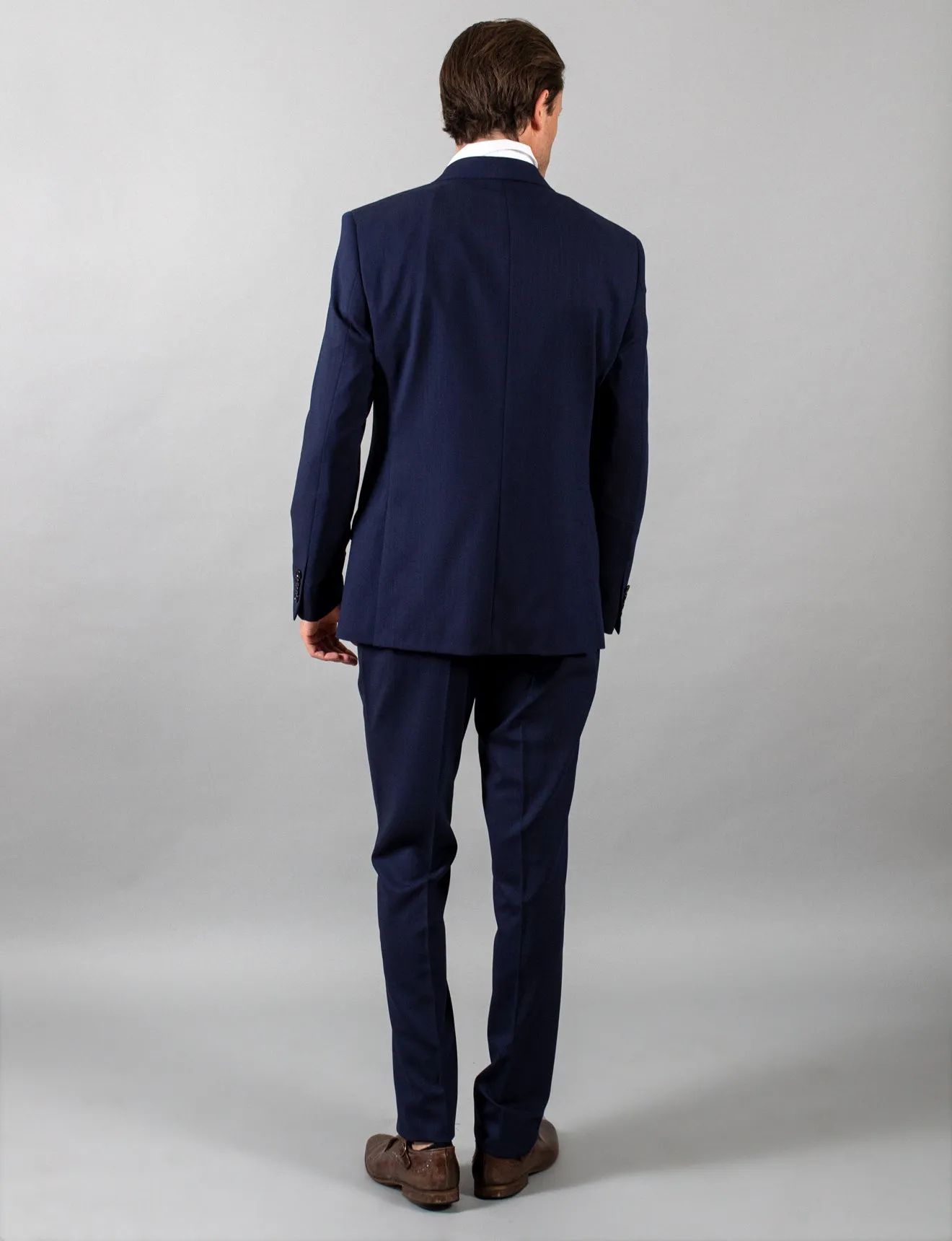 Navy Hopsack Suit Jacket