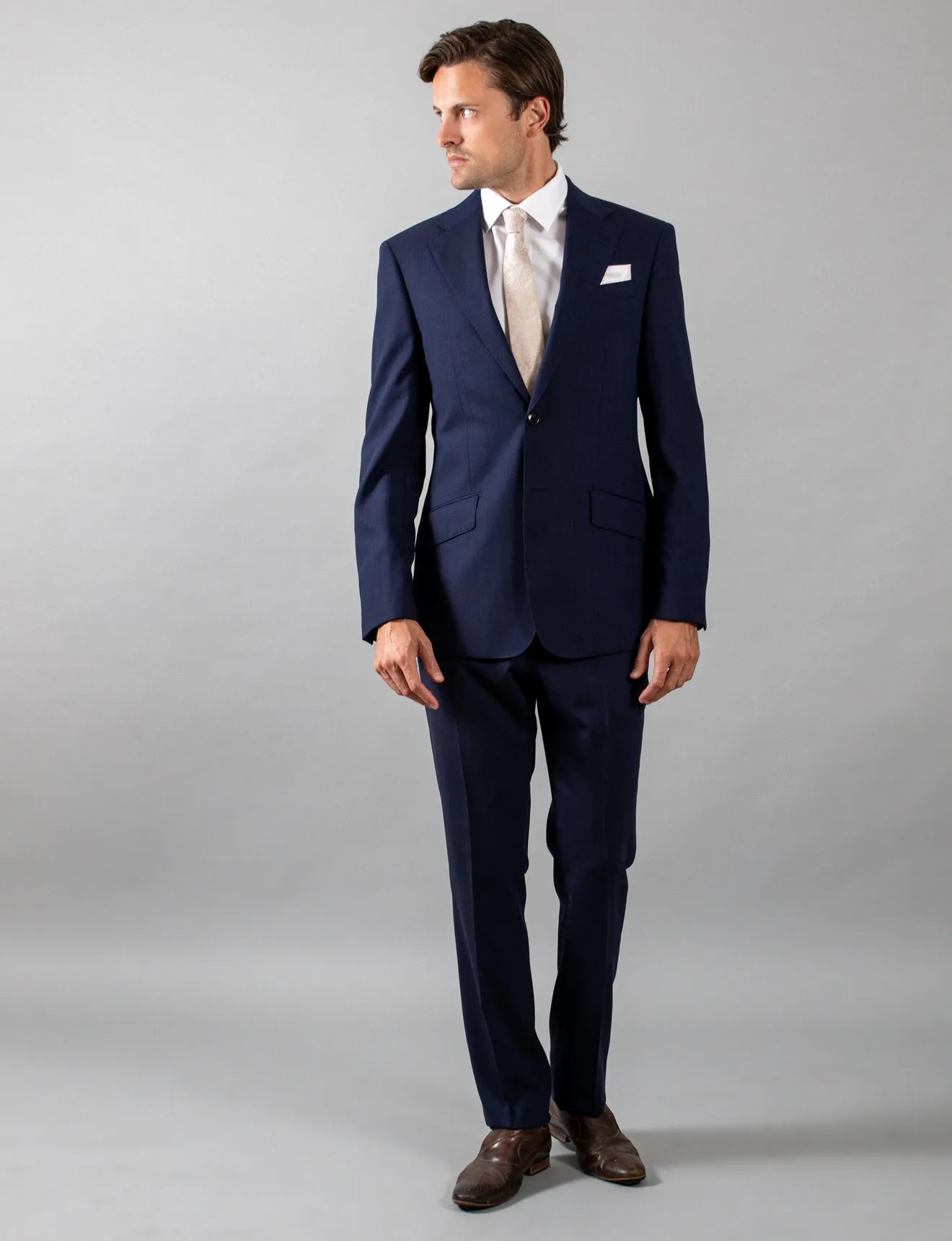 Navy Hopsack Suit Jacket