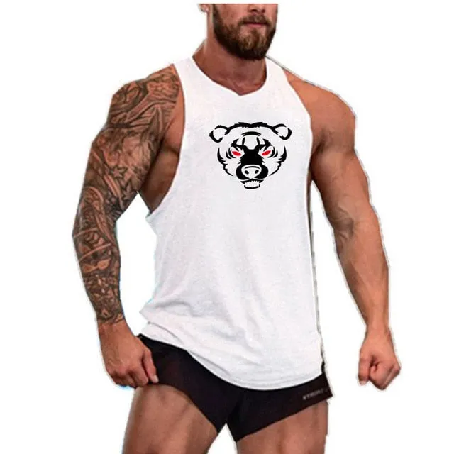 New Fashion Cotton Sleeveless Shirts Tank Top Men Fitness Shirt Mens Singlet Bodybuilding Workout Gym Vest Fitness Men