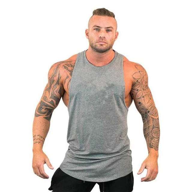 New Fashion Cotton Sleeveless Shirts Tank Top Men Fitness Shirt Mens Singlet Bodybuilding Workout Gym Vest Fitness Men