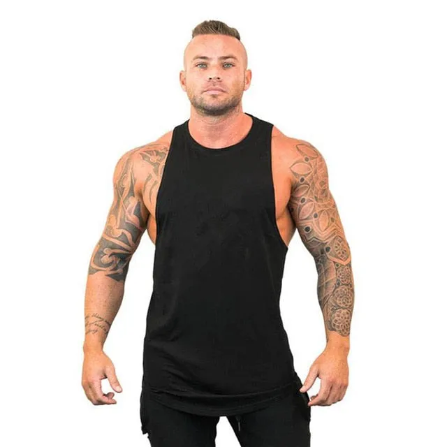 New Fashion Cotton Sleeveless Shirts Tank Top Men Fitness Shirt Mens Singlet Bodybuilding Workout Gym Vest Fitness Men