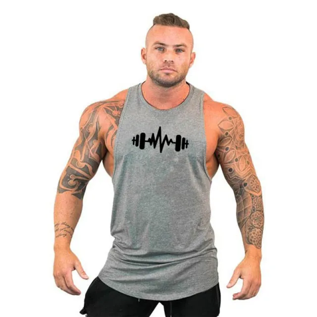 New Fashion Cotton Sleeveless Shirts Tank Top Men Fitness Shirt Mens Singlet Bodybuilding Workout Gym Vest Fitness Men