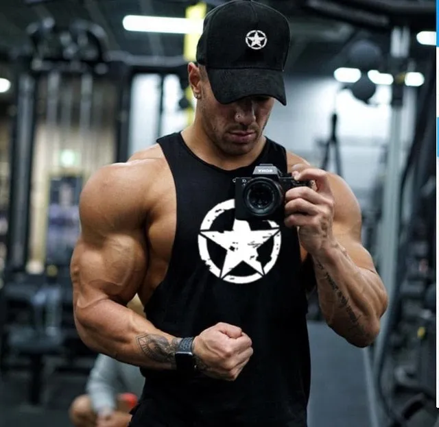 New Fashion Cotton Sleeveless Shirts Tank Top Men Fitness Shirt Mens Singlet Bodybuilding Workout Gym Vest Fitness Men