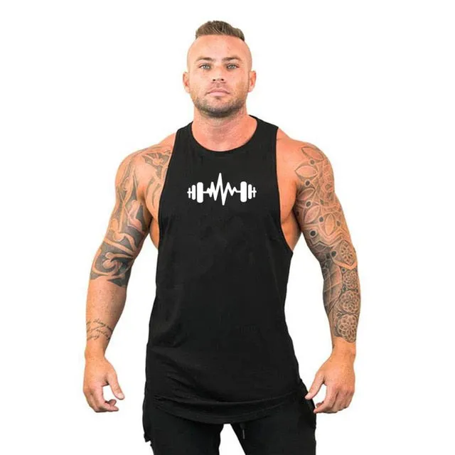 New Fashion Cotton Sleeveless Shirts Tank Top Men Fitness Shirt Mens Singlet Bodybuilding Workout Gym Vest Fitness Men