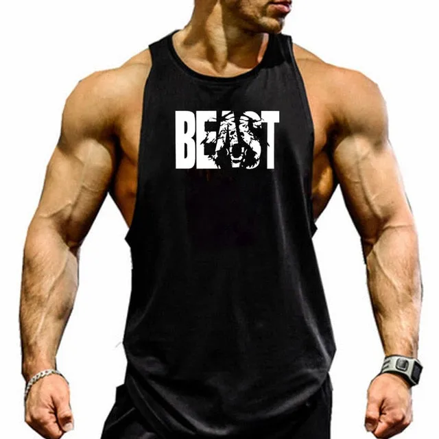 New Fashion Cotton Sleeveless Shirts Tank Top Men Fitness Shirt Mens Singlet Bodybuilding Workout Gym Vest Fitness Men