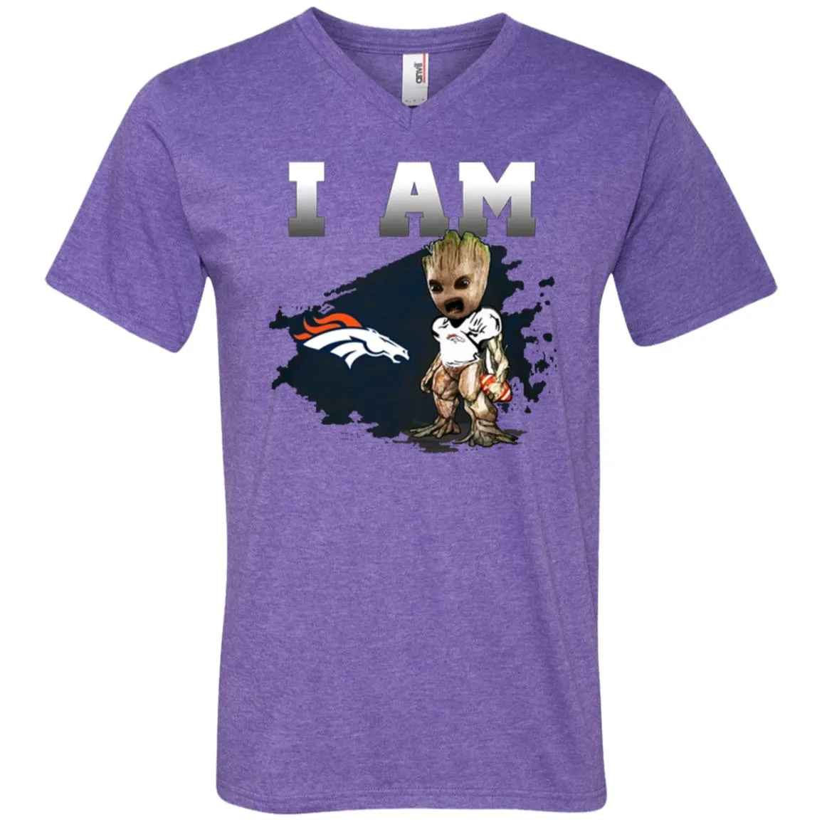 Nfl Denver Broncos I Am Groot T-shirt Men V-Neck T-Shirt