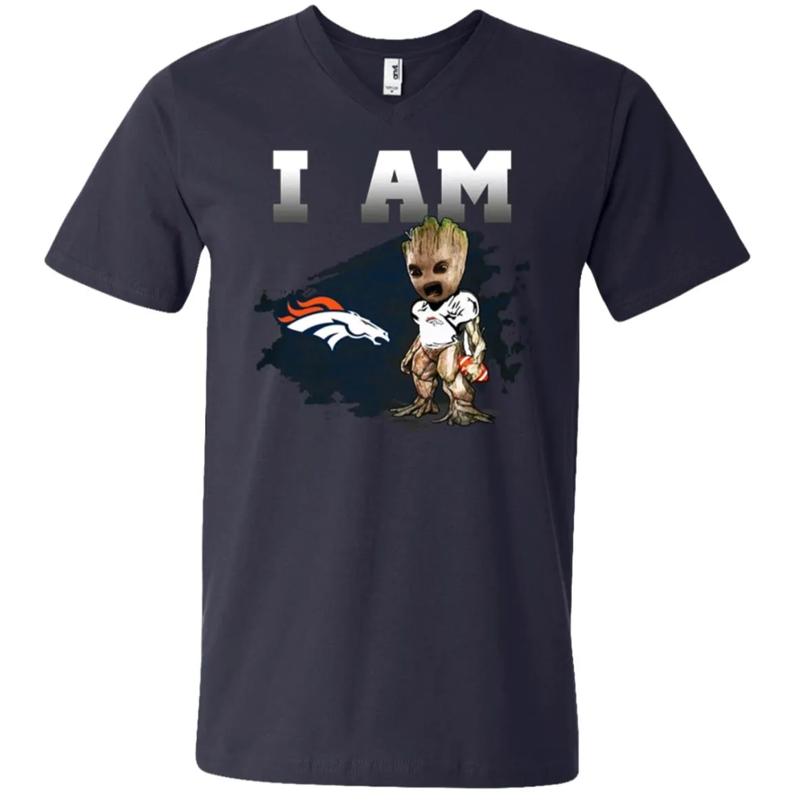 Nfl Denver Broncos I Am Groot T-shirt Men V-Neck T-Shirt