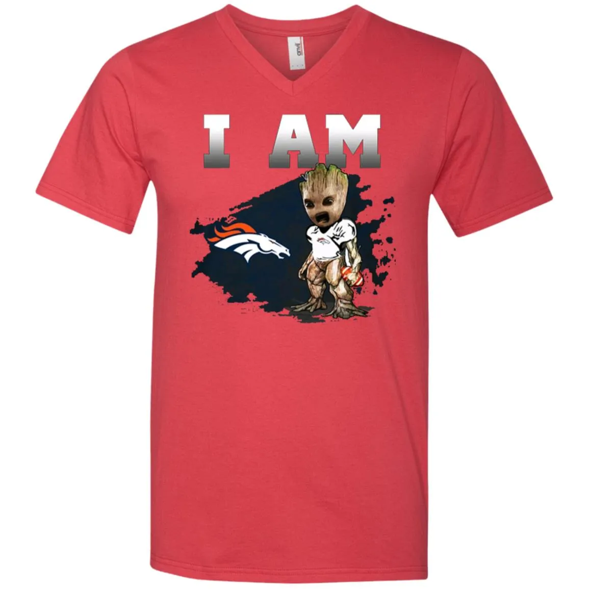 Nfl Denver Broncos I Am Groot T-shirt Men V-Neck T-Shirt