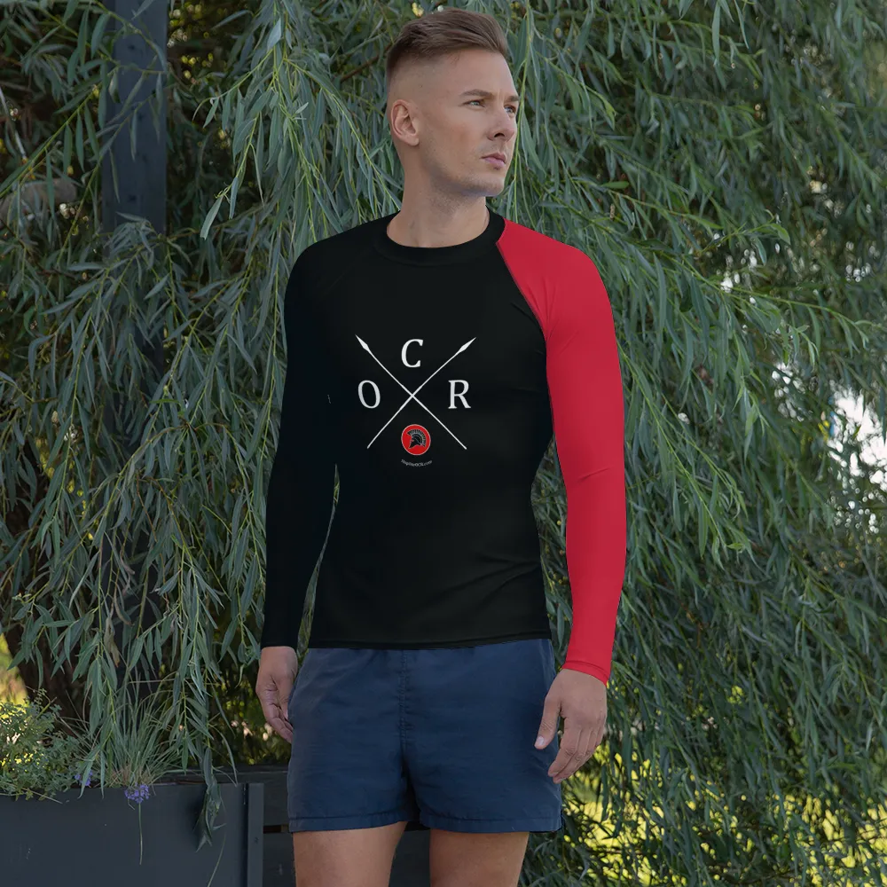 Obstacle Course Racing Fitted Performance Long Sleeve, red left sleeve