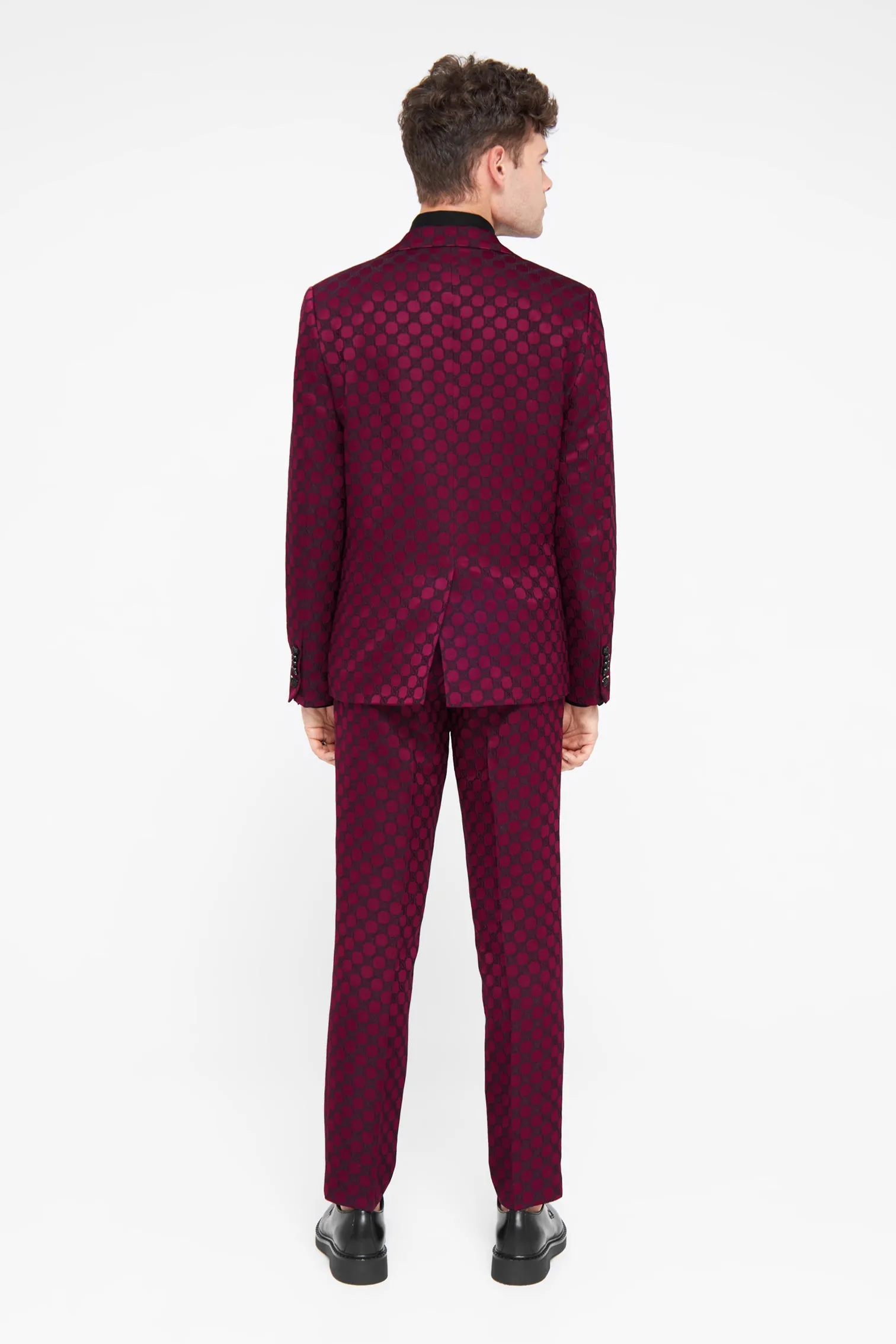 Papatya Slim Fit Burgundy Jacquard Trousers