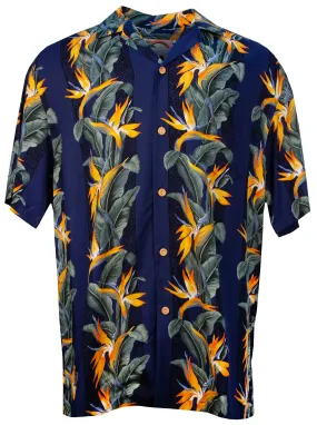 Paradise Panel Mens Hawaiian Shirt in Navy