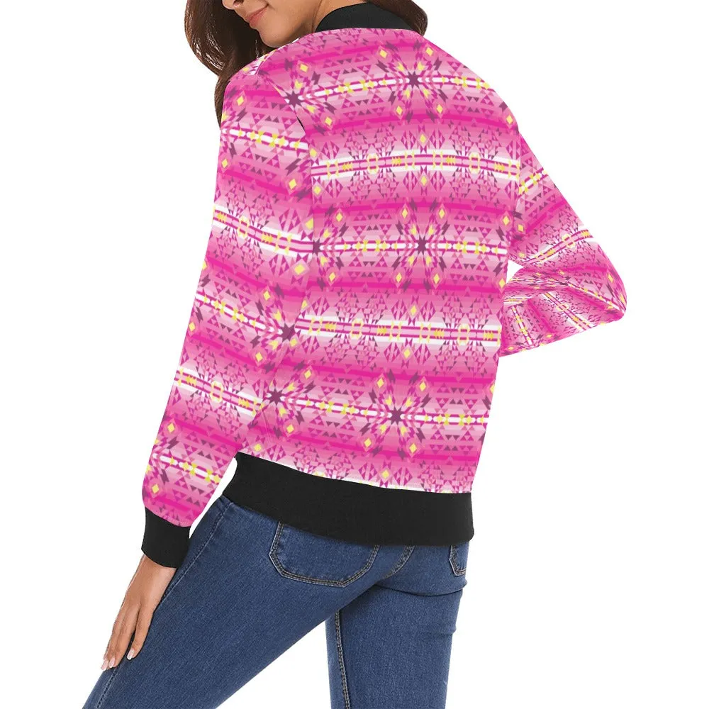 Pink Star Bomber Jacket for Women