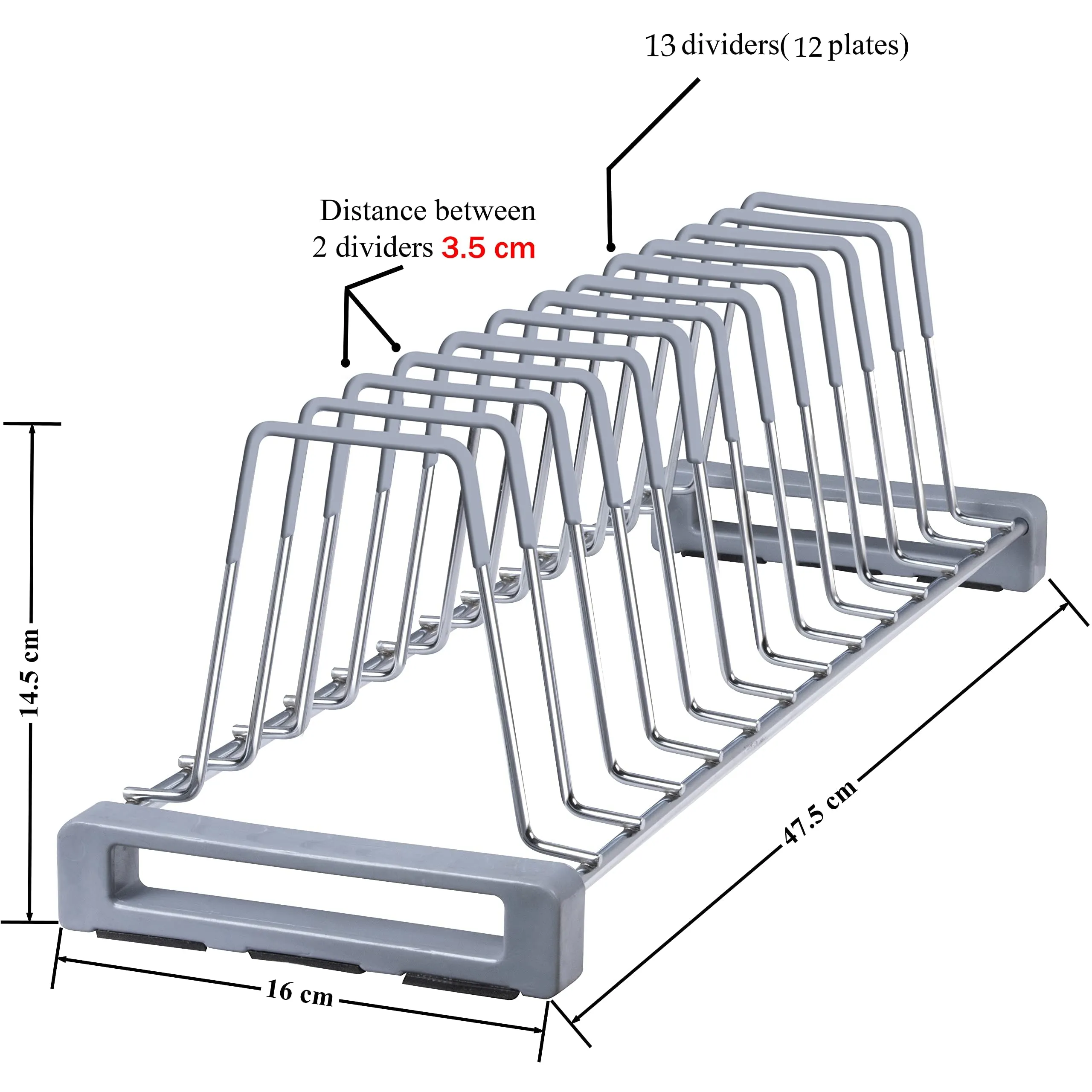 Plantex Stainless Steel Plate Stand/Dish Rack/Thali Stand for Modular Kitchen/Tandem Box Accessories - Pack of 1 (Chrome Finish)