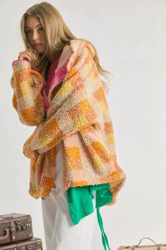 Plus Kelly Green Plaid Hooded Jacket