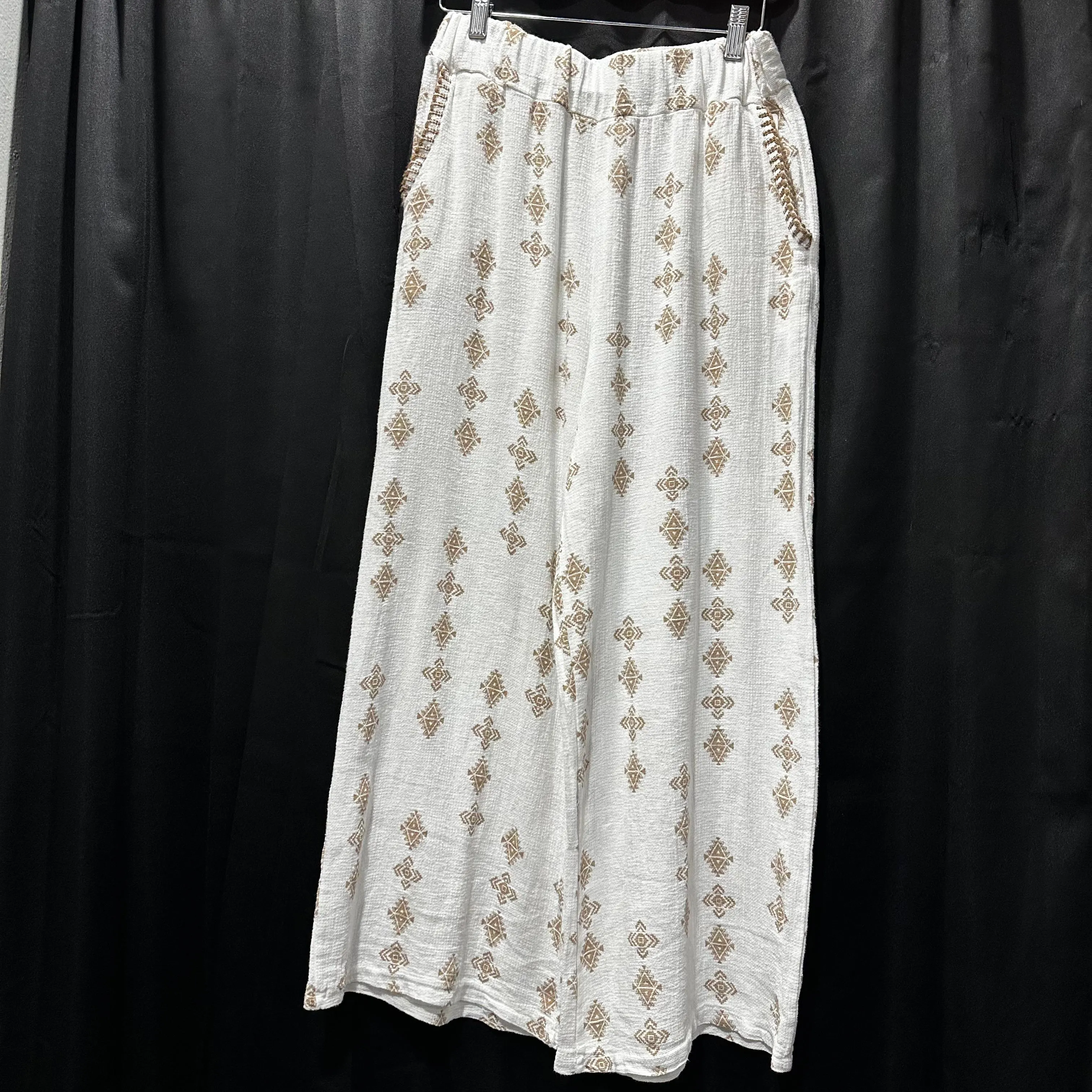 Printed Linen & Cotton Pants