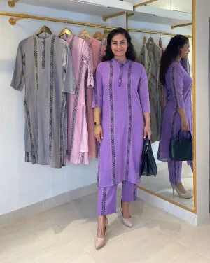 Purple handloom Cotton kurta set