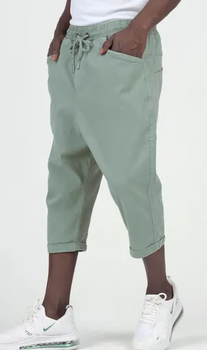 QL Cropped Trousers Stretch in Almond Green