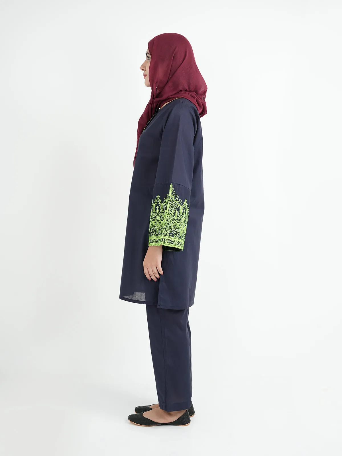 "DAMARIS" Casual Embroidery Cambric Suit