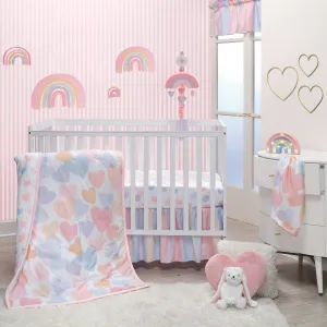 Rainbow Hearts 3-Piece Crib Bedding Set