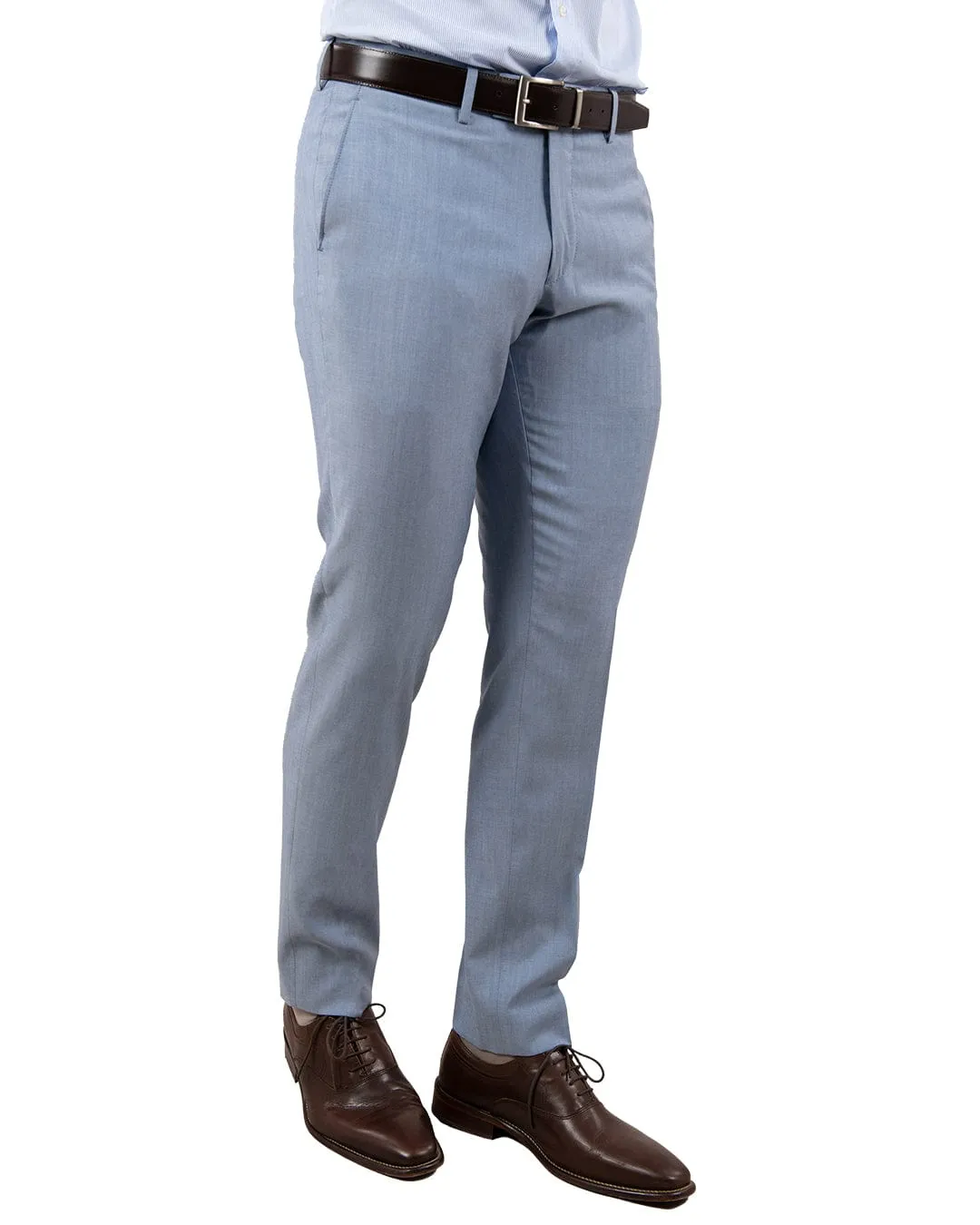 Reda Chambray Blue Suit Trousers