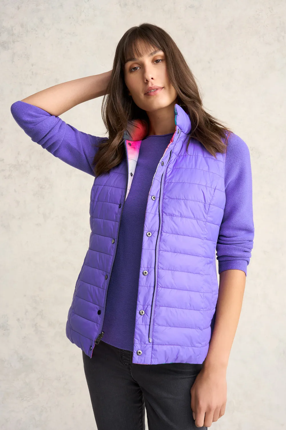 Reversible Puffer Vest - Aurora Print