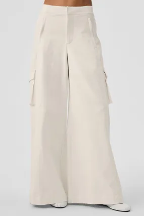 Show Off Cargo Wide Leg Trouser (Long) - Ivory