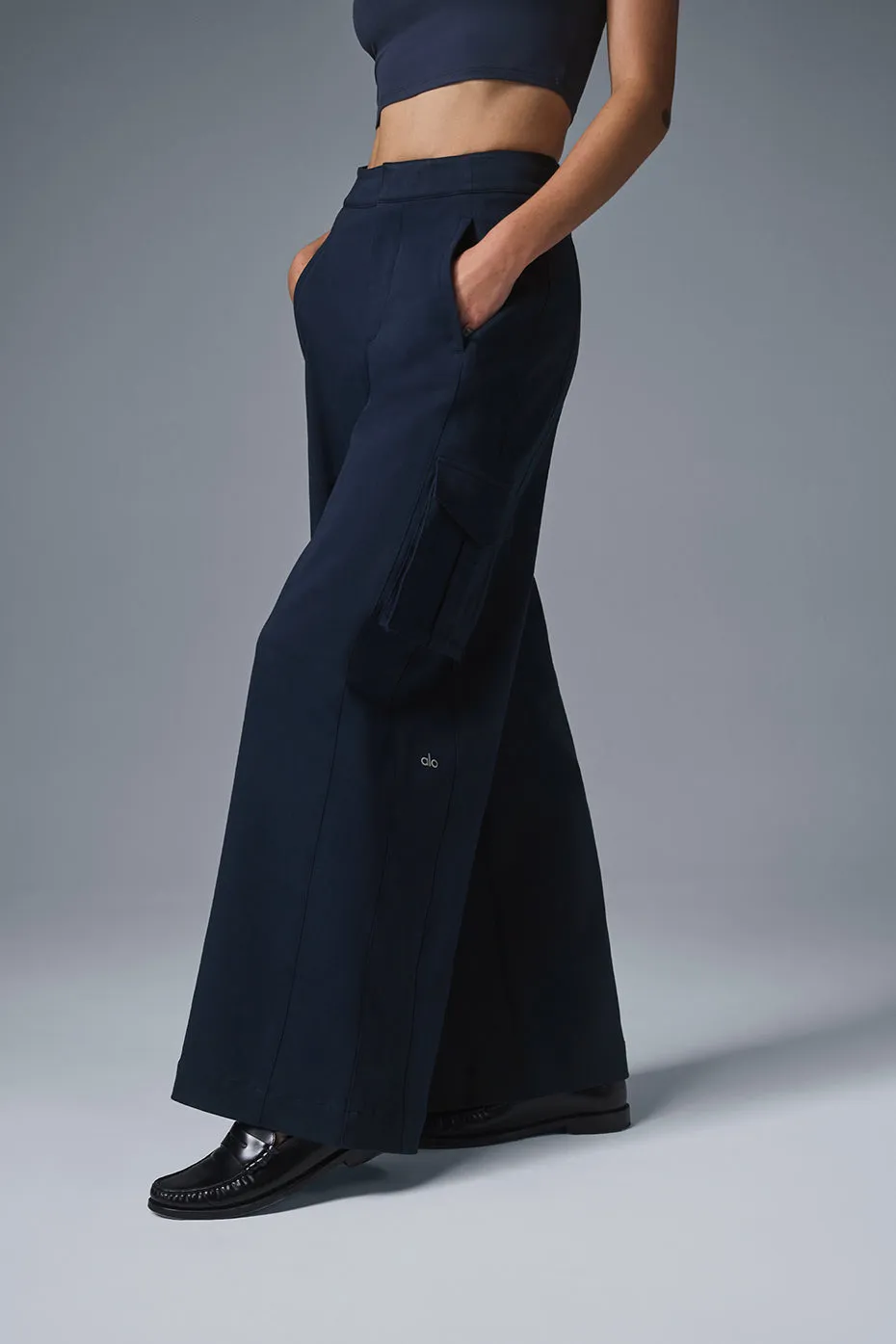 Show Off Cargo Wide Leg Trouser - Navy