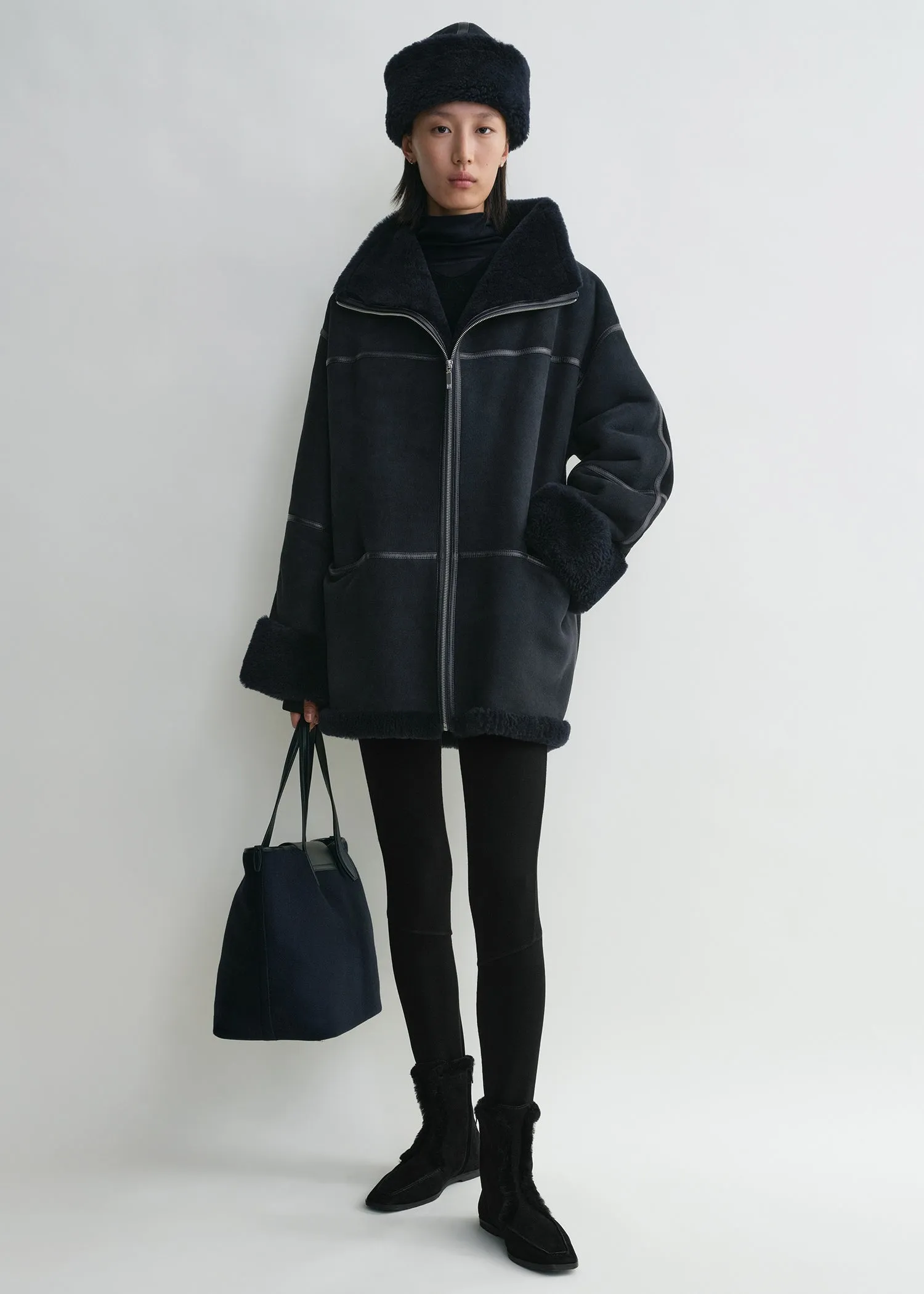 Signature shearling jacket navy