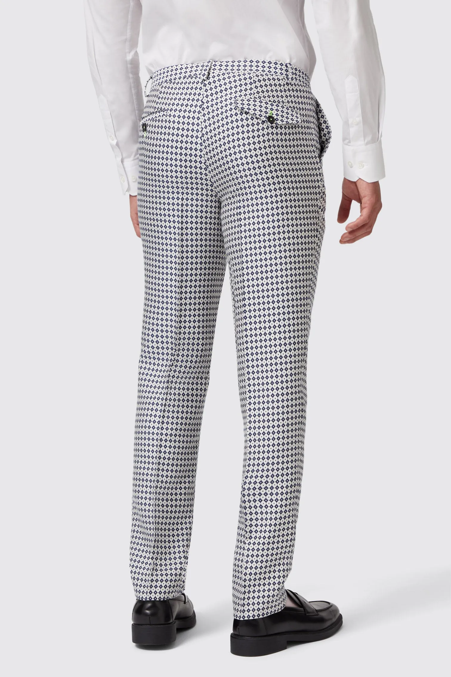 Siorek Slim Fit Navy Jacquard Trousers