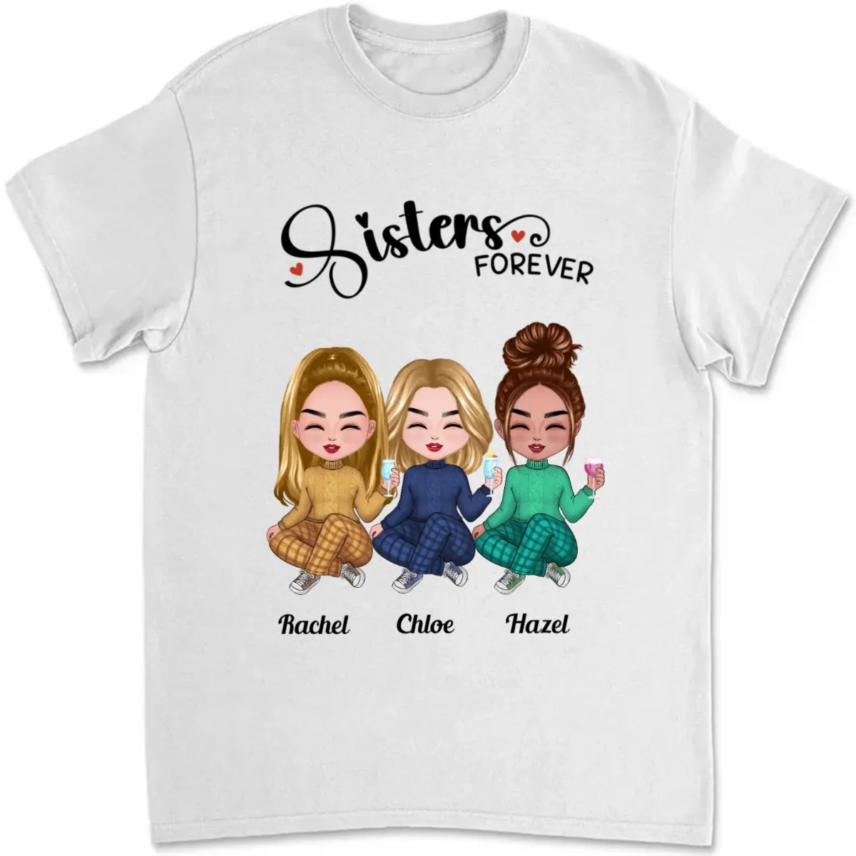 Sisters - Sisters Forever - Personalized T-Shirt (L)