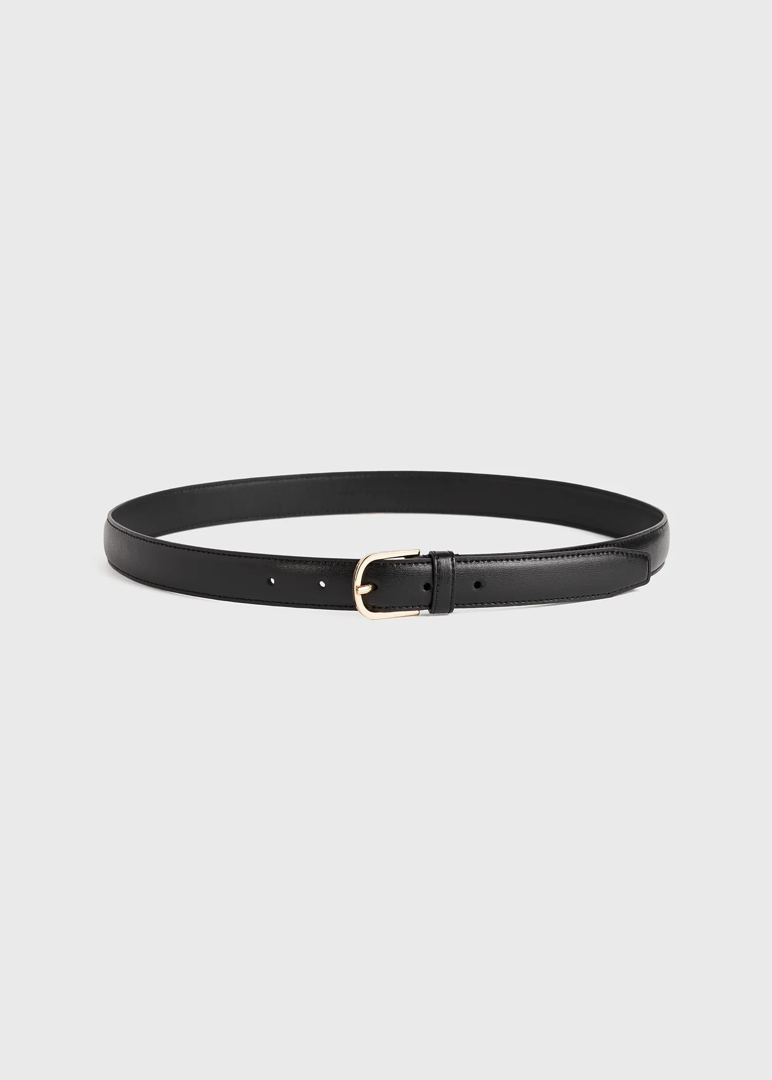 Slim leather trouser belt black