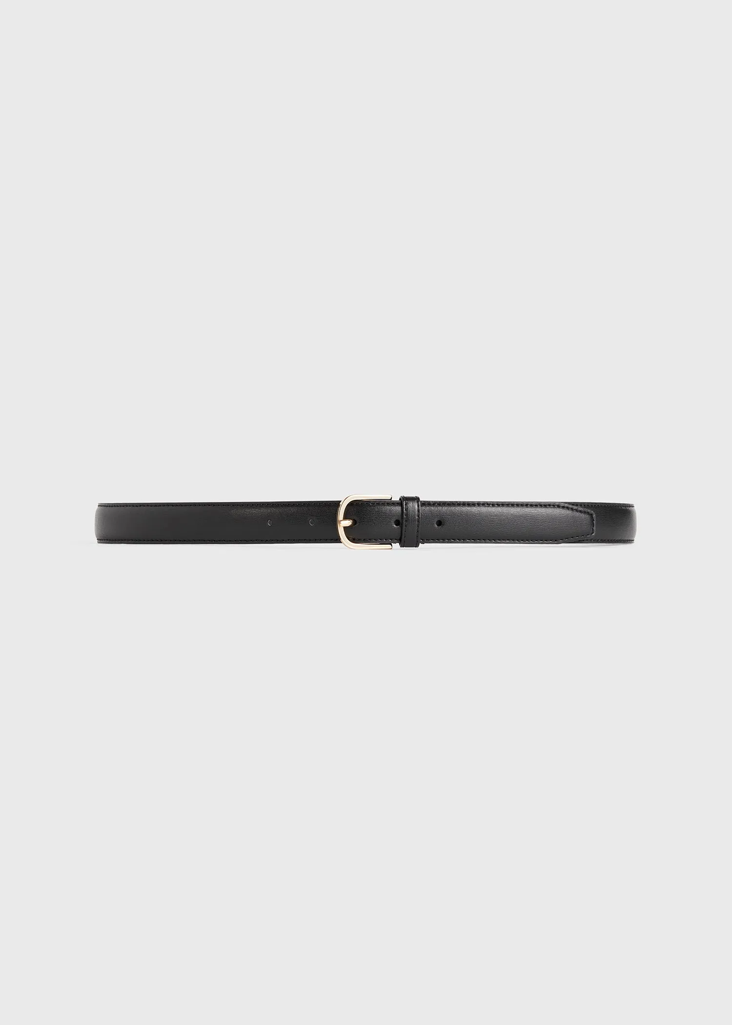 Slim leather trouser belt black