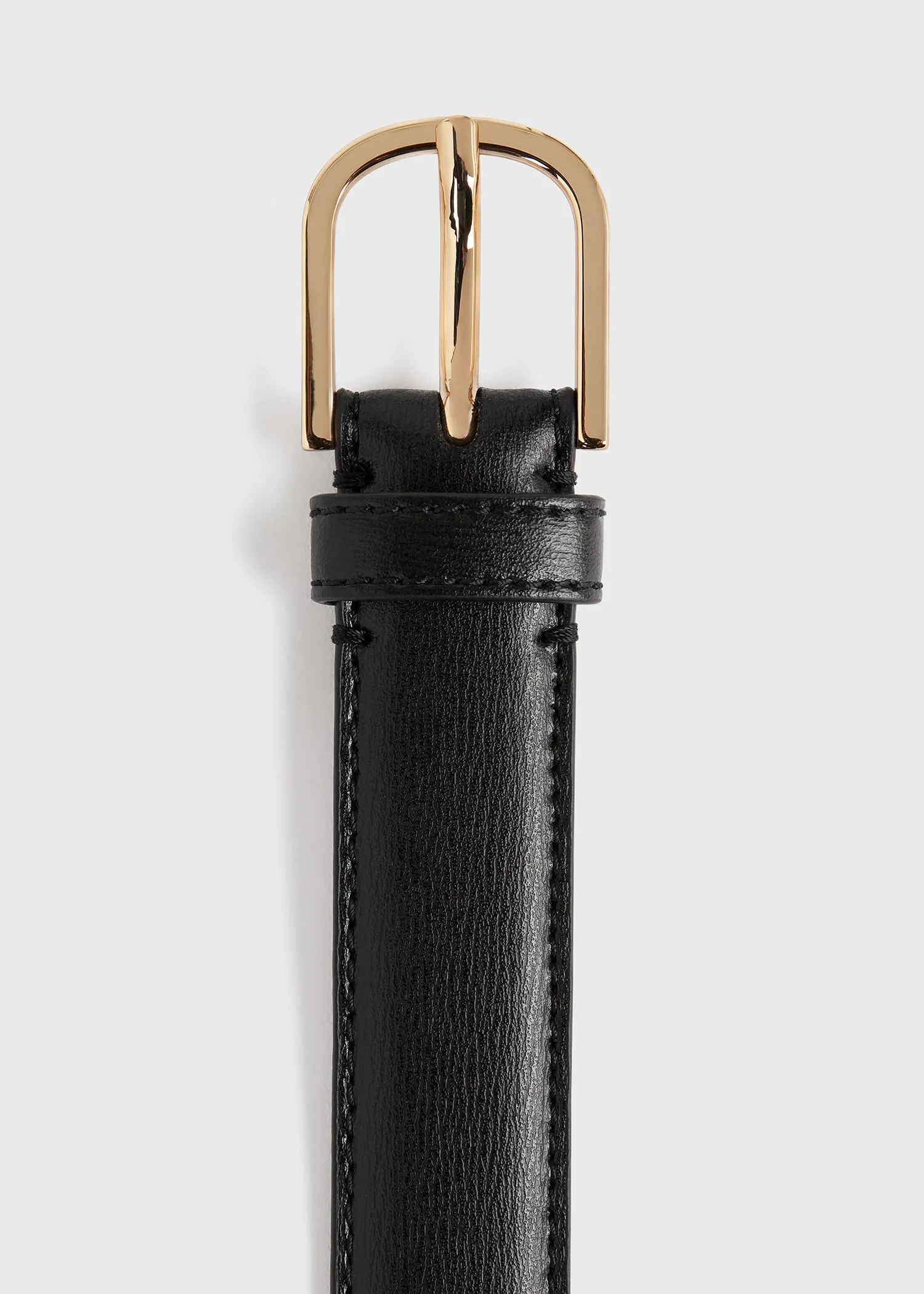 Slim leather trouser belt black